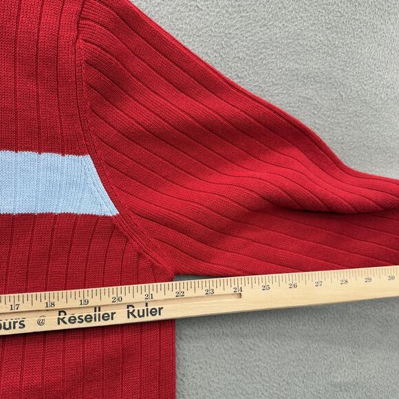 Abercrombie & Fitch Sweater Mens XL Red Mock Neck Ribbed Stripe Long Sleeve Y2K - Picture 4 of 8